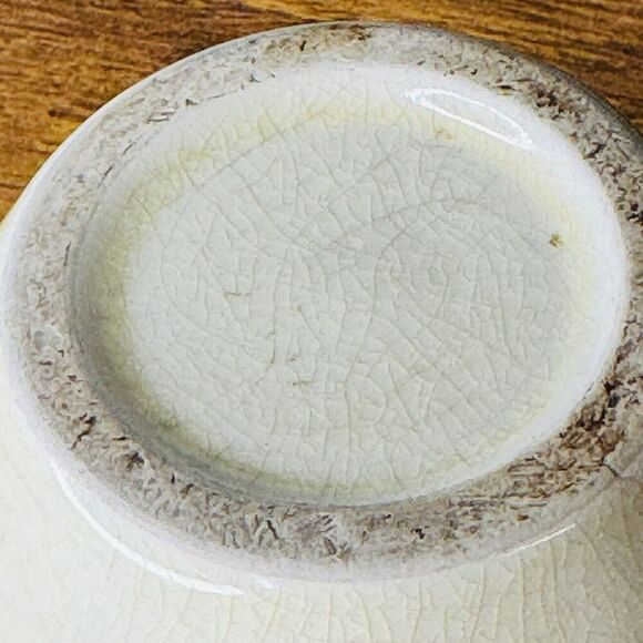 Vintage Antique Italian Vase Italy Textured Off White Black Leaves MCM - Picture 8 of 8